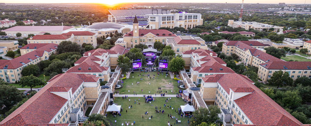aerial shot of TCU campus